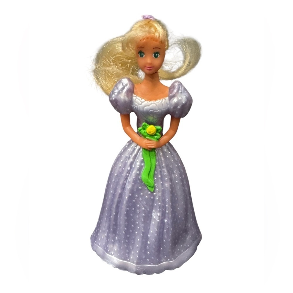 Vintage 1993 McDonald’s Lavender Gown Barbie With Flowers Happy Meal Toy
